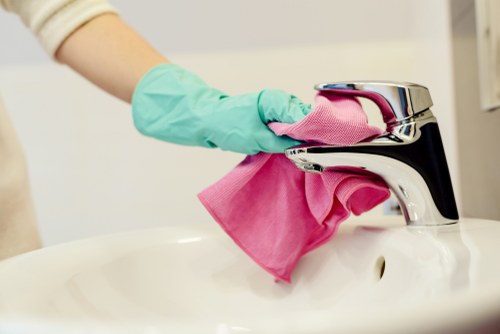 Curtain fabric inspection and stain treatment in Bow