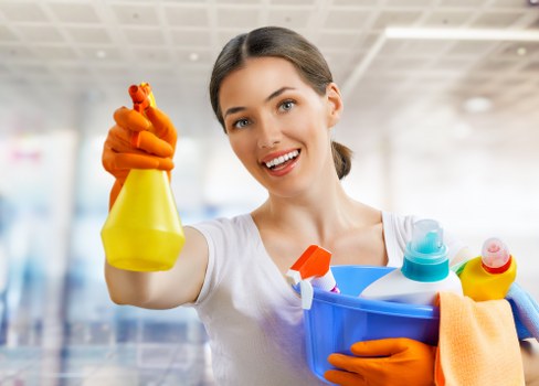 Professional carpet cleaning process in progress