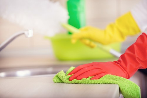Hot water extraction cleaning a carpet in a Bow property