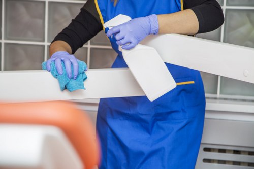 Local Bow cleaning team carrying out a detailed refresh of a kitchen and bathroom